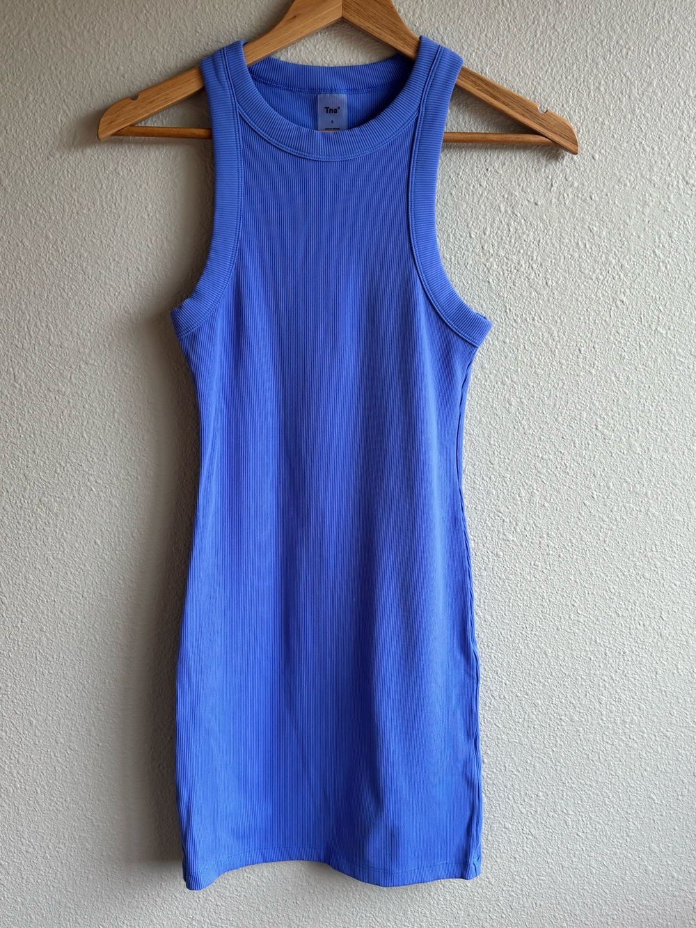 Sleeveless Ribbed Bodycon Dress in Periwinkle Blue